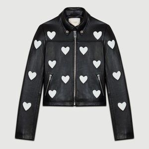 Maje hearts leather jacket